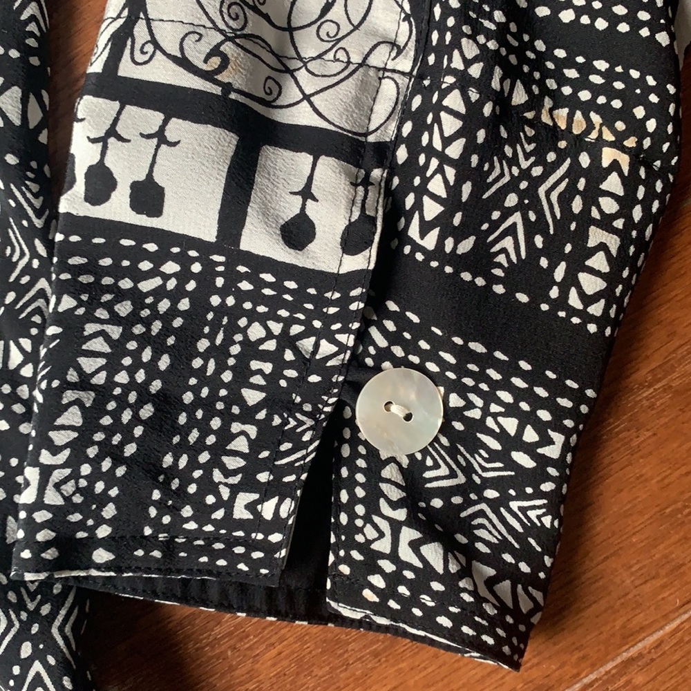 Stonebridge Vintage Silk Longline Asian Inspired Button Down Top Size Medium - Picture 5 of 10